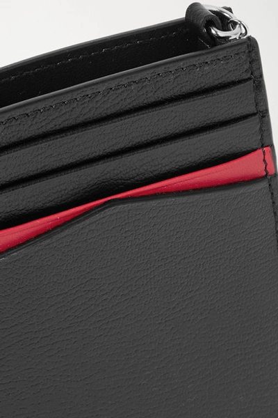 Shop Alexander Mcqueen Embellished Textured-leather Phone Case In Black
