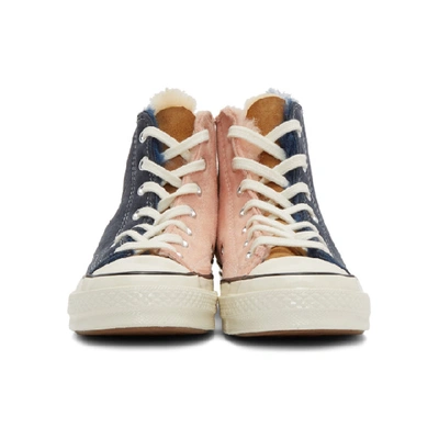 Shop Converse Navy And Pink Shearling Chuck 70 Hi Sneakers In Navblupink