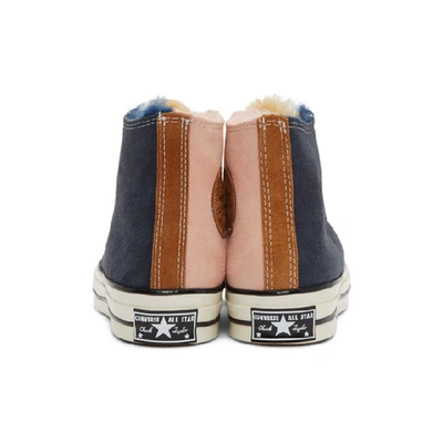 Shop Converse Navy And Pink Shearling Chuck 70 Hi Sneakers In Navblupink