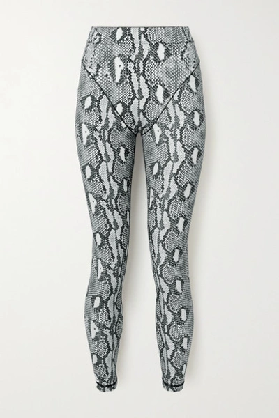 Shop Adam Selman Sport Snake-print Stretch Leggings In Gray