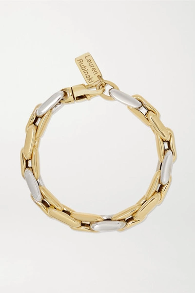 Shop Lauren Rubinski Small 14-karat White And Yellow Gold Bracelet