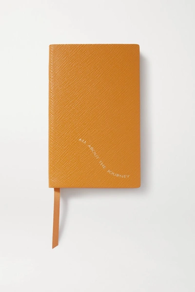 Shop Smythson Panama All About The Journey Textured-leather Notebook In Yellow