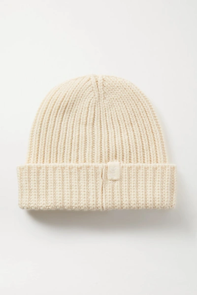 Shop Bottega Veneta Ribbed Cashmere Beanie In Ivory