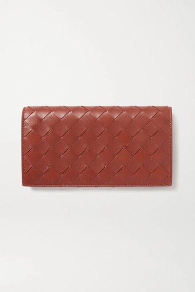 Shop Bottega Veneta Intrecciato Leather Continental Wallet In Brown