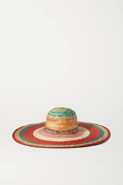 Shop Missoni Striped Straw Sunhat In Red