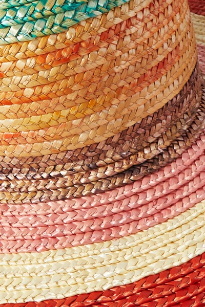 Shop Missoni Striped Straw Sunhat In Red