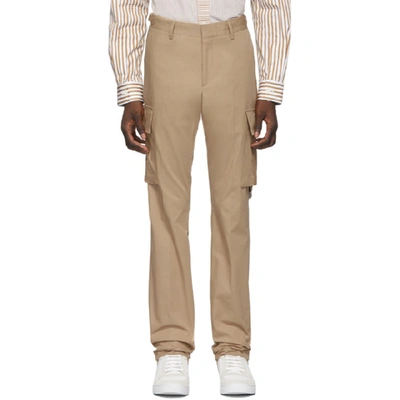 Shop Burberry Tan Classic Web Trousers In Pale Coffee