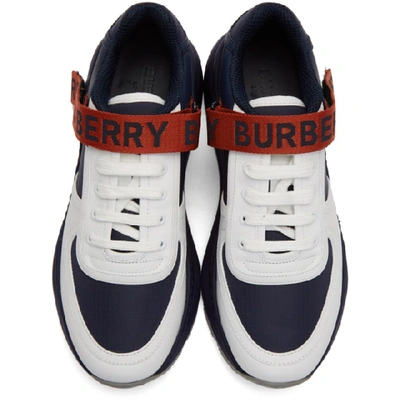Shop Burberry Navy And Red Ronnie M Sneakers