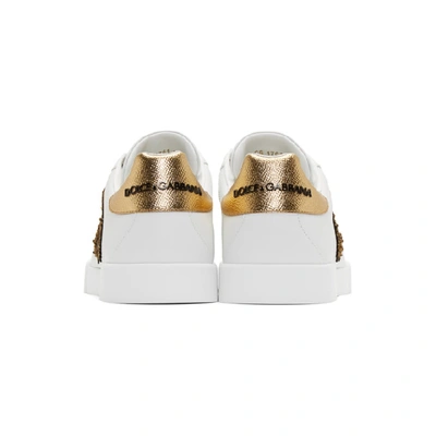 Dolce & Gabbana Portofino White Leather Sneaker With Logo Detail