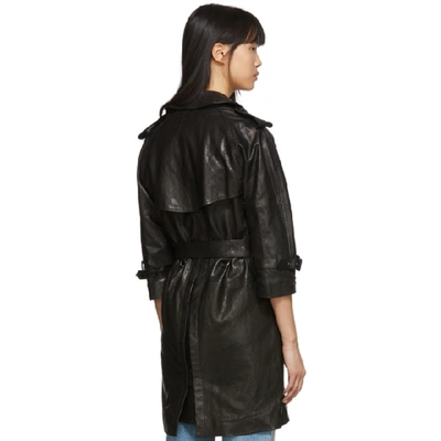 Shop R13 Black Leather Three-quarter Sleeve Trench Jacket