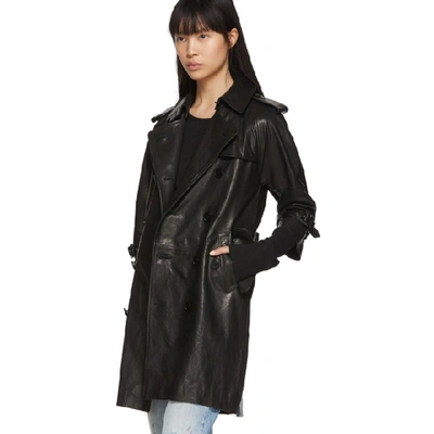 Shop R13 Black Leather Three-quarter Sleeve Trench Jacket