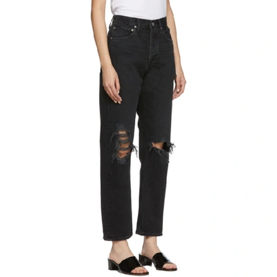 Shop Agolde Black 90s Mid Rise Loose Fit Jeans In Audio