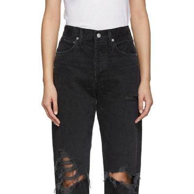 Shop Agolde Black 90s Mid Rise Loose Fit Jeans In Audio