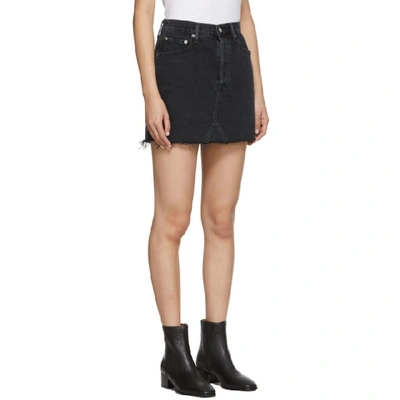 Shop Agolde Black Denim Quinn High Rise Miniskirt In Pose