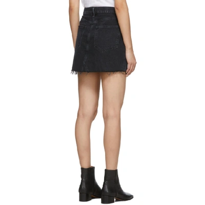 Shop Agolde Black Denim Quinn High Rise Miniskirt In Pose