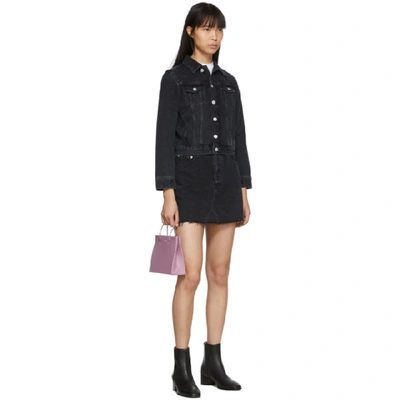 Shop Agolde Black Denim Quinn High Rise Miniskirt In Pose