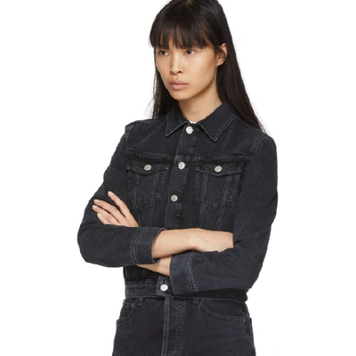 Shop Agolde Black Denim Shrunken Vivan Jacket In Seance