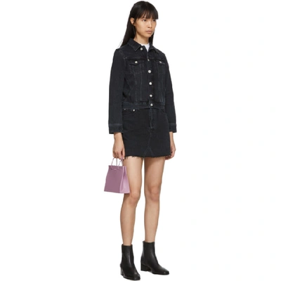 Shop Agolde Black Denim Shrunken Vivan Jacket In Seance