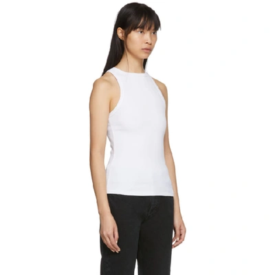 Shop Agolde White Rib High Neck Tank Top