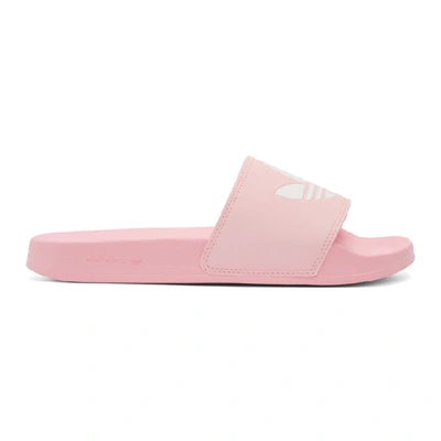 Shop Adidas Originals Pink Adilette Lite Pool Slides