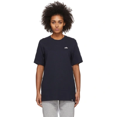 Shop Adidas Originals Navy Embroidered Superstar T-shirt In Legend Ink