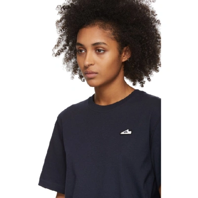 Shop Adidas Originals Navy Embroidered Superstar T-shirt In Legend Ink