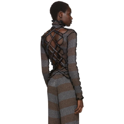 Shop Asai Blue And Brown Lurex Turtleneck In Blue Brown