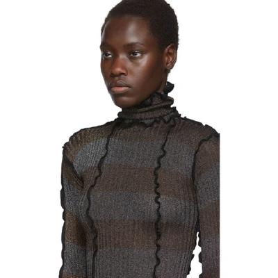 Shop Asai Blue And Brown Lurex Turtleneck In Blue Brown