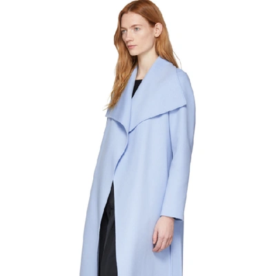 Shop Mackage Blue Wool Mai Coat In Sky Blue
