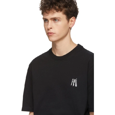 Shop Ami Alexandre Mattiussi Black Embroidered Logo T-shirt In 001 Black