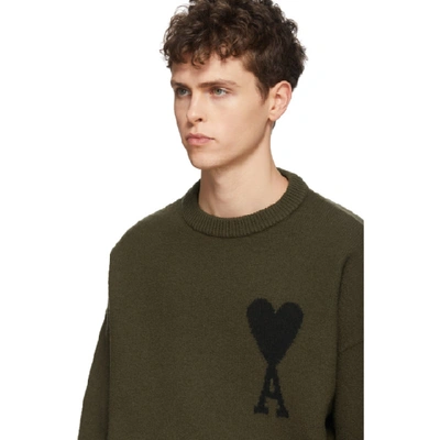 Shop Ami Alexandre Mattiussi Green Ami De Coeur Sweater In 364 Olive