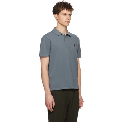 Shop Ami Alexandre Mattiussi Blue Ami De Coeur Polo In 474 Bleu Ac