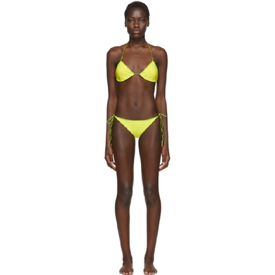 Shop Oseree Ssense Exclusive Green String Bikini In 70045 Lime