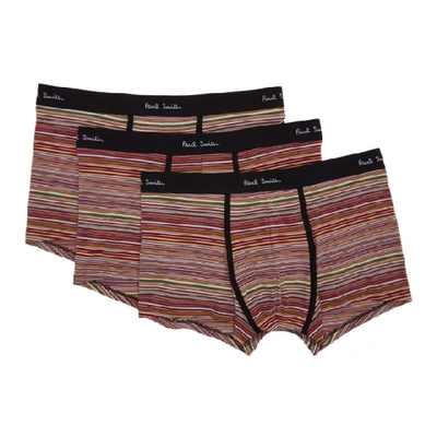 Shop Paul Smith Three-pack Multicolor Multi Stripe Boxer Briefs In 92a Multi