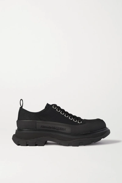 Shop Alexander Mcqueen Canvas Exaggerated-sole Sneakers In Black