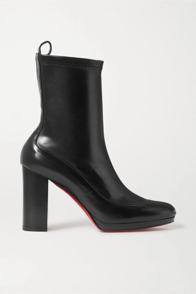 Shop Christian Louboutin Contrevent 100 Leather Sock Boots In Black