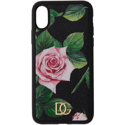 Shop Dolce & Gabbana Dolce And Gabbana Black Rose Iphone Xs Case In Hn96c Black