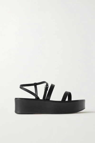 Shop The Row Wedge Leather Platform Sandals In Black