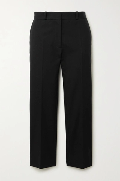 Shop Joseph Bing Cropped Cotton-blend Twill Straight-leg Pants In Black
