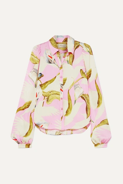 Shop Temperley London Theodora Printed Silk-crepe Shirt In Baby Pink