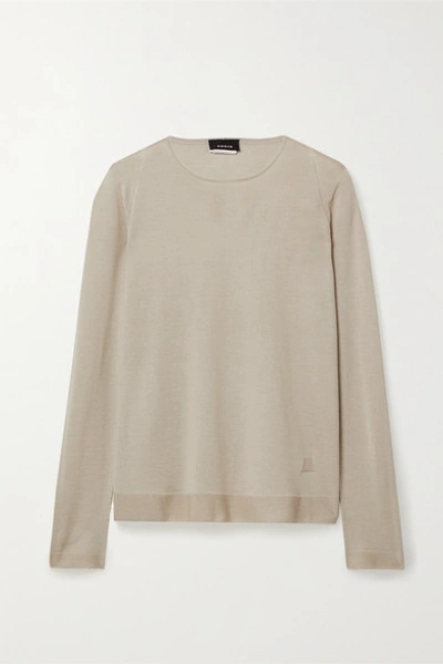 Shop Akris Cashmere And Mulberry Silk-blend Sweater In Beige