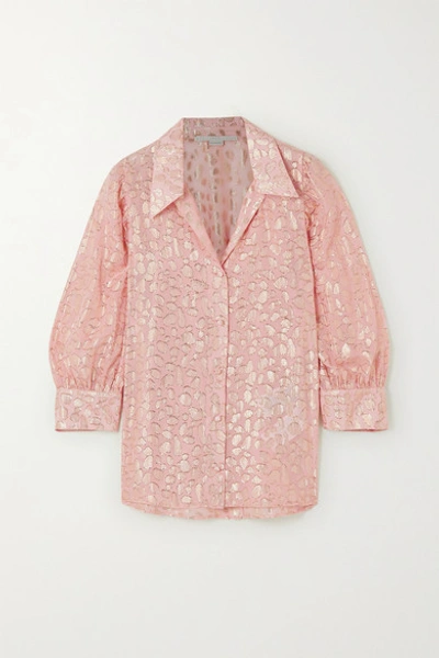 Shop Stella Mccartney Metallic Fil Coupé Silk-blend Shirt In Pink