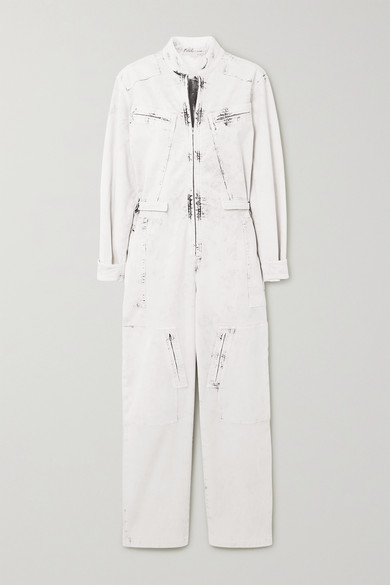 cream denim jumpsuit