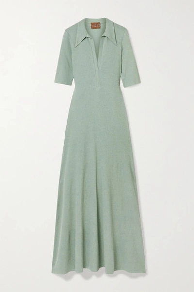 Shop Albus Lumen Cotton-blend Jersey Maxi Dress In Green