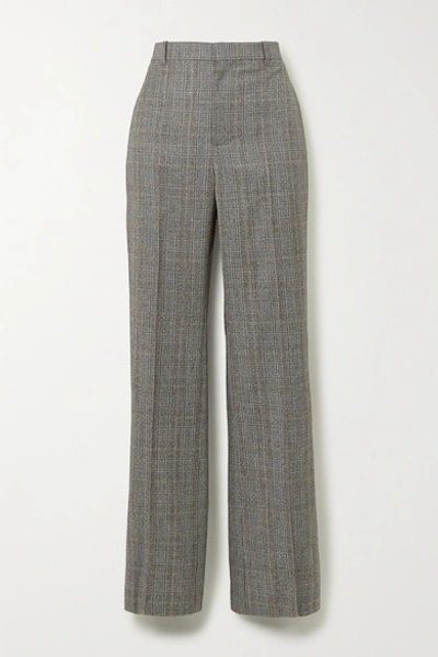 Shop Balenciaga Prince Of Wales Checked Wool Straight-leg Pants In Gray