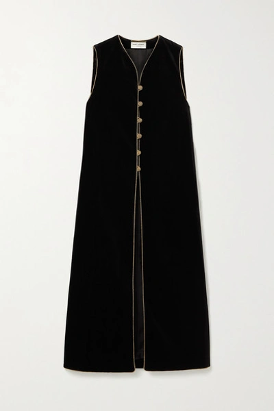 Shop Saint Laurent Cotton-velvet Vest In Black