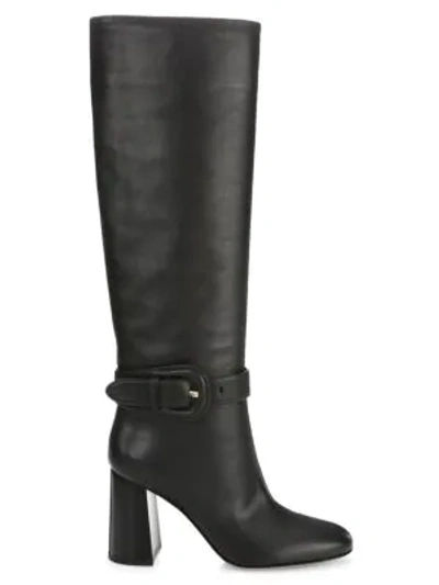 Shop Gianvito Rossi Women's Buckle Tall Leather Boots In Black