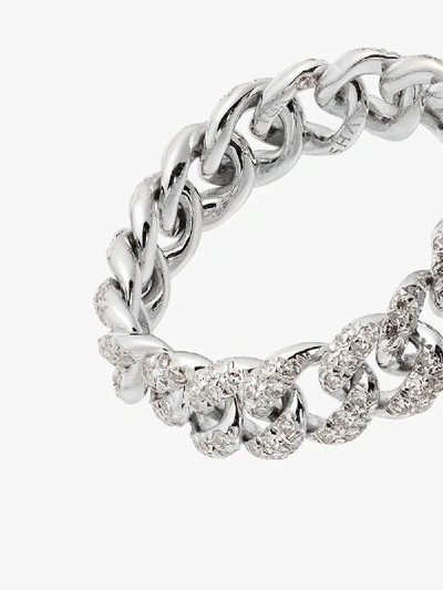 Shay 18k White Gold Mini Pavé Diamond Link Ring In Silver