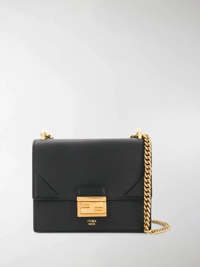Fendi Kan U Small Leather Shoulder Bag In Black | ModeSens