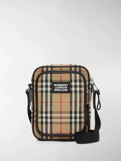 Shop Burberry Vintage Check Messenger Bag In Neutrals